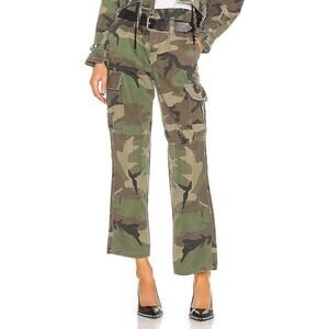 RtA Revolve Sallinger Pants Womens Small Camo Leather Belted Cargo Utility